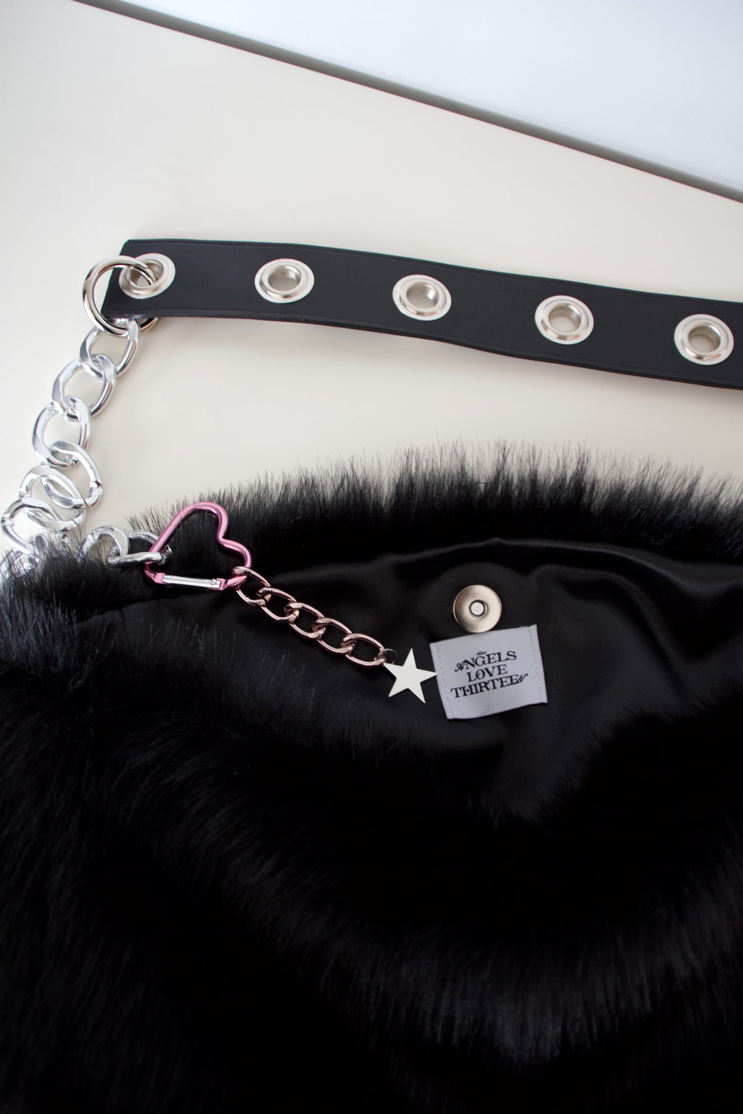 Fur black maxi bag