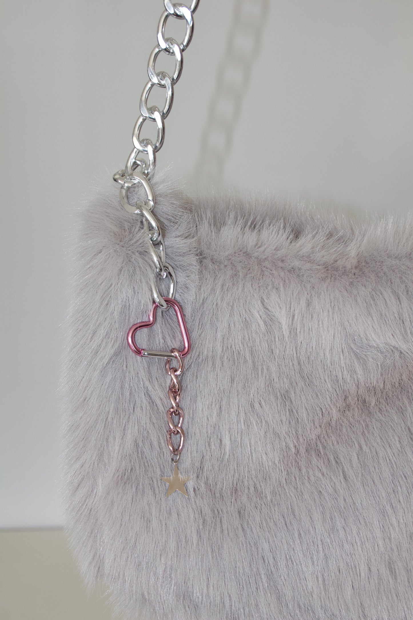 Fur grey maxi bag
