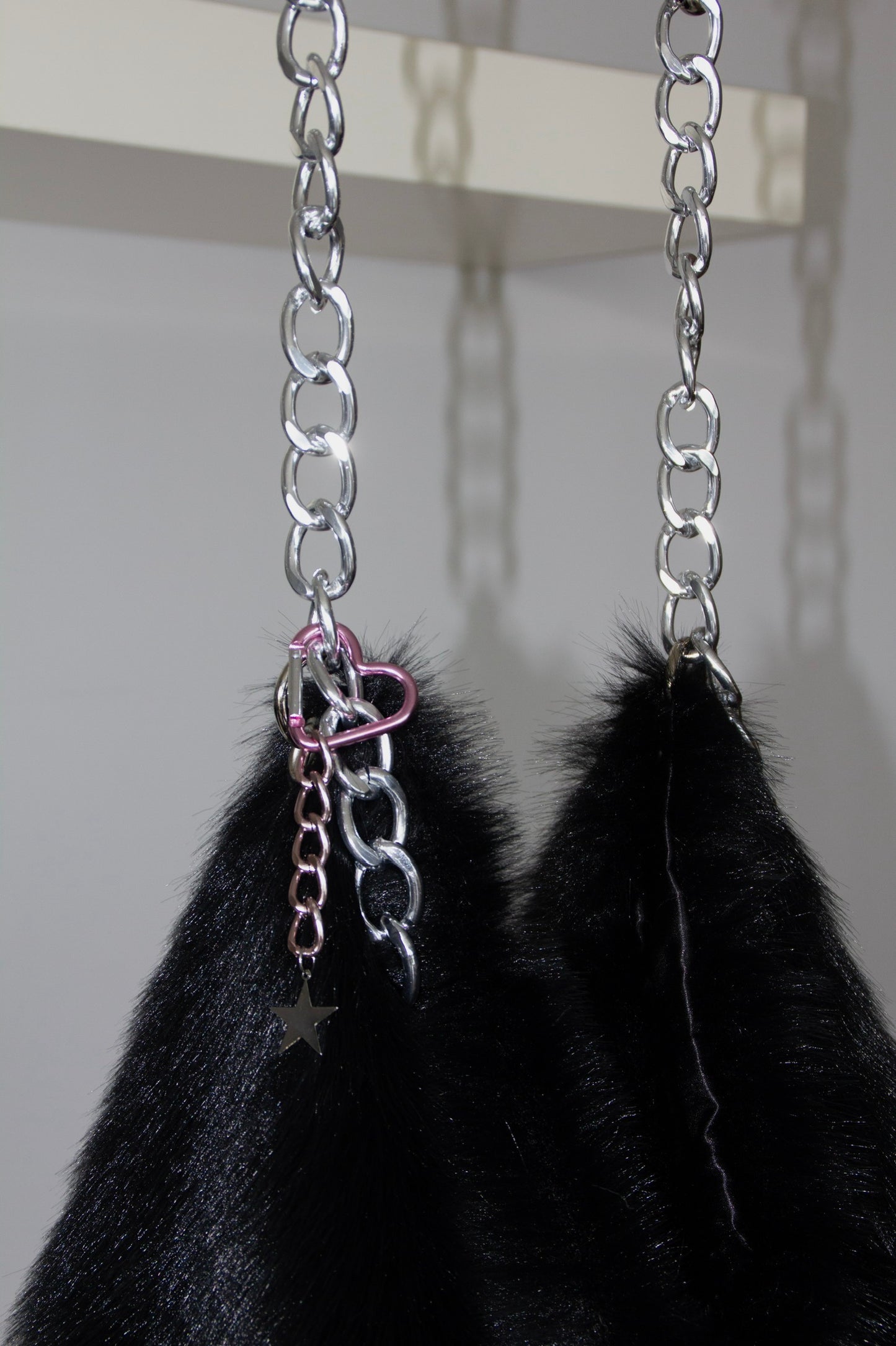 Fur black maxi bag