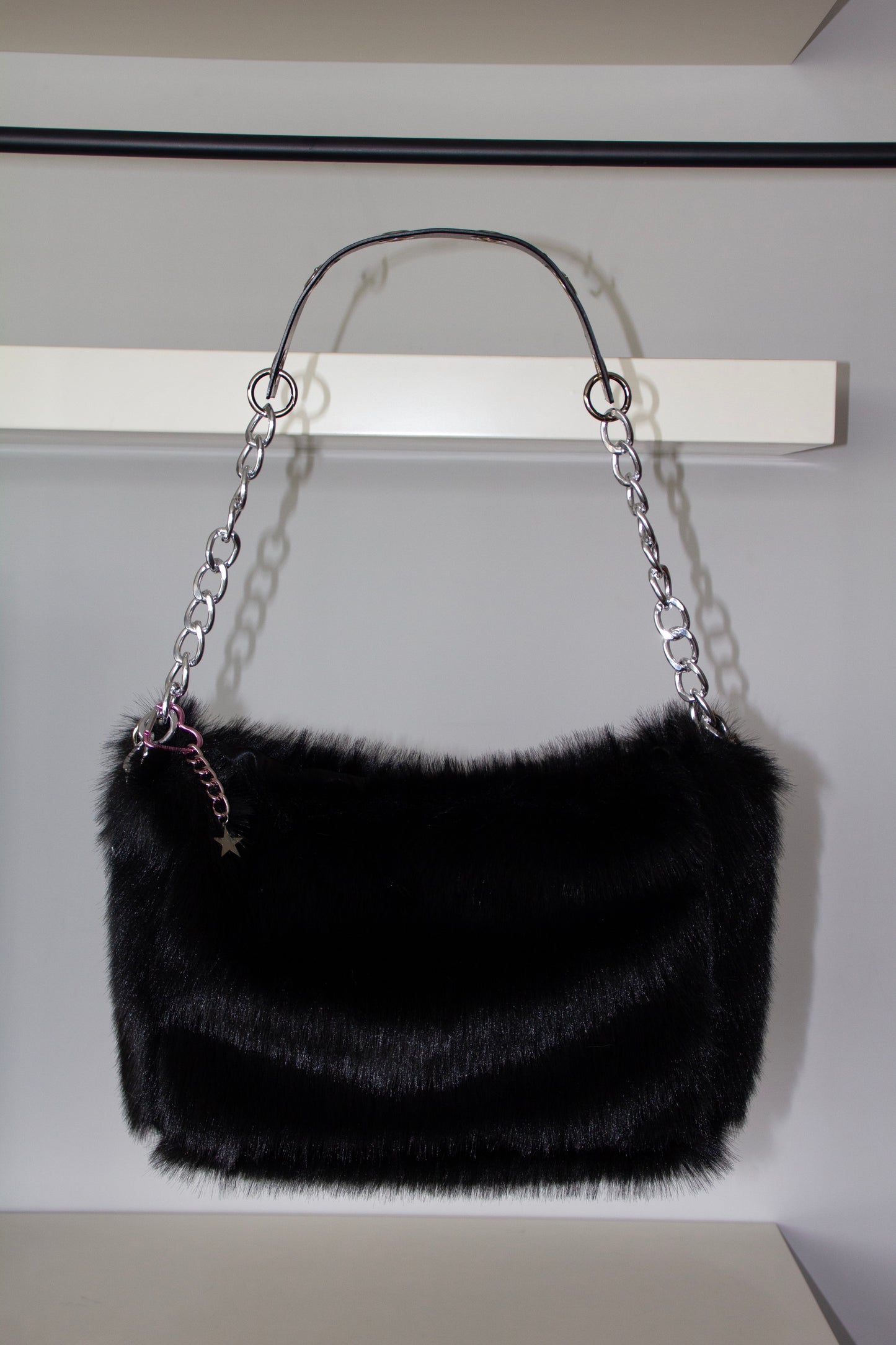 Fur black maxi bag
