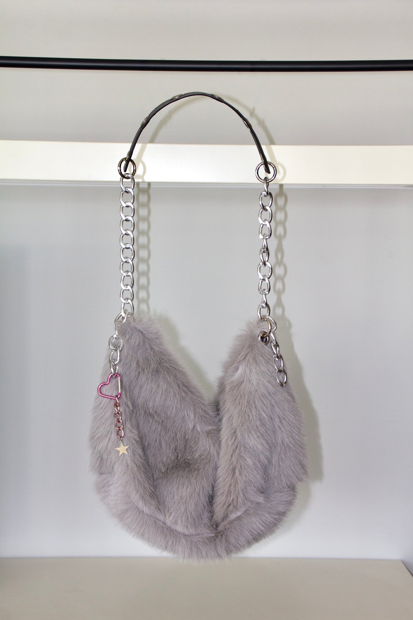 Fur grey maxi bag
