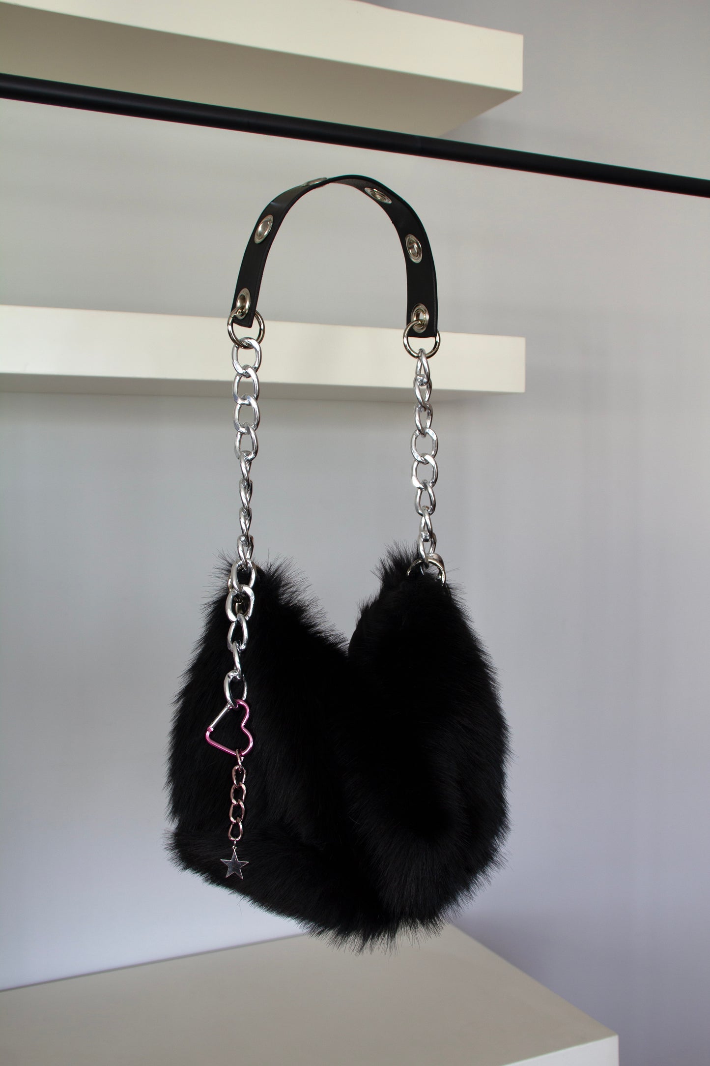 Fur black mini bag
