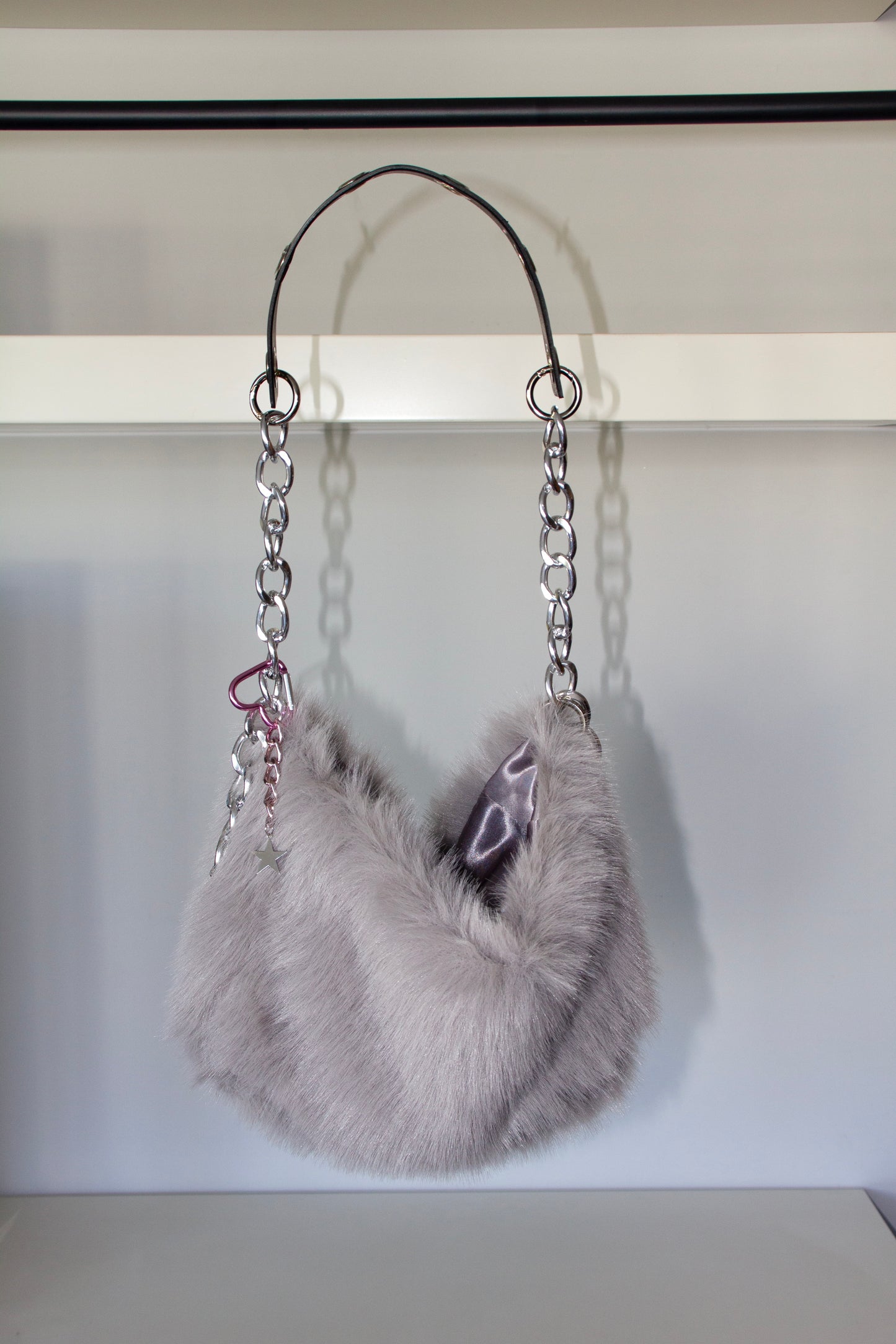 Fur grey mini bag