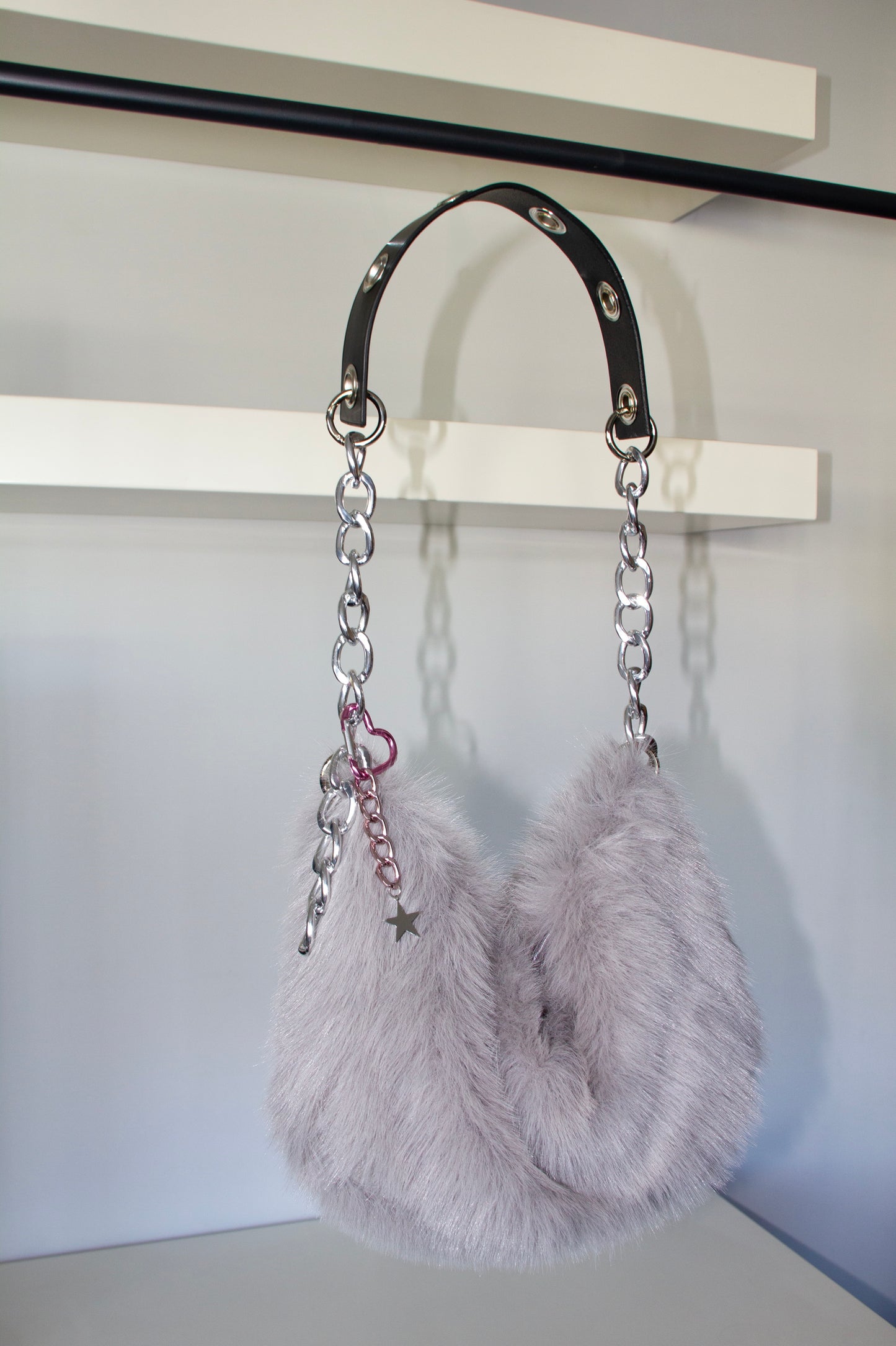Fur grey mini bag