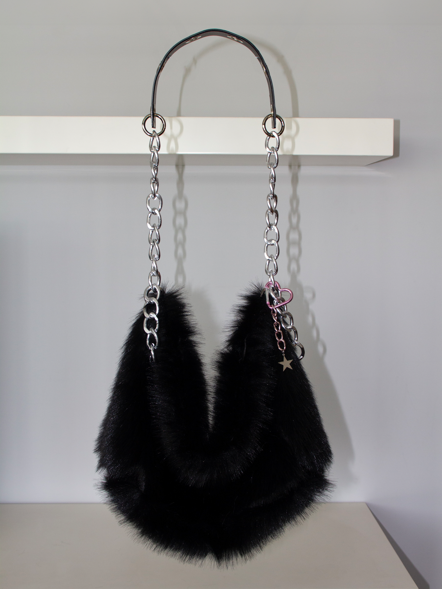Fur black maxi bag