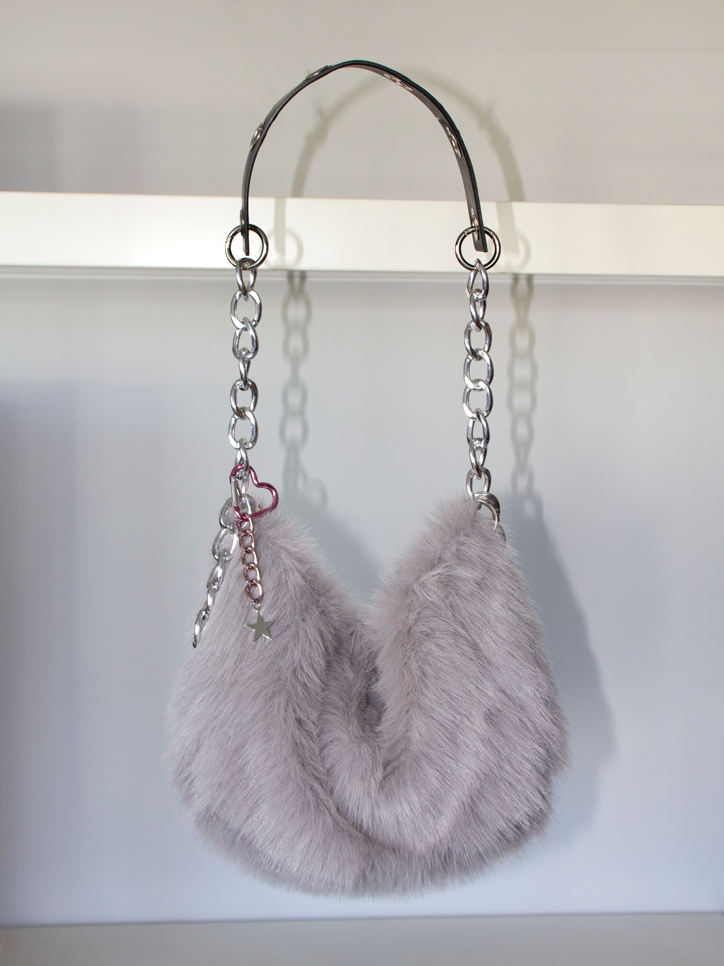 Fur grey mini bag