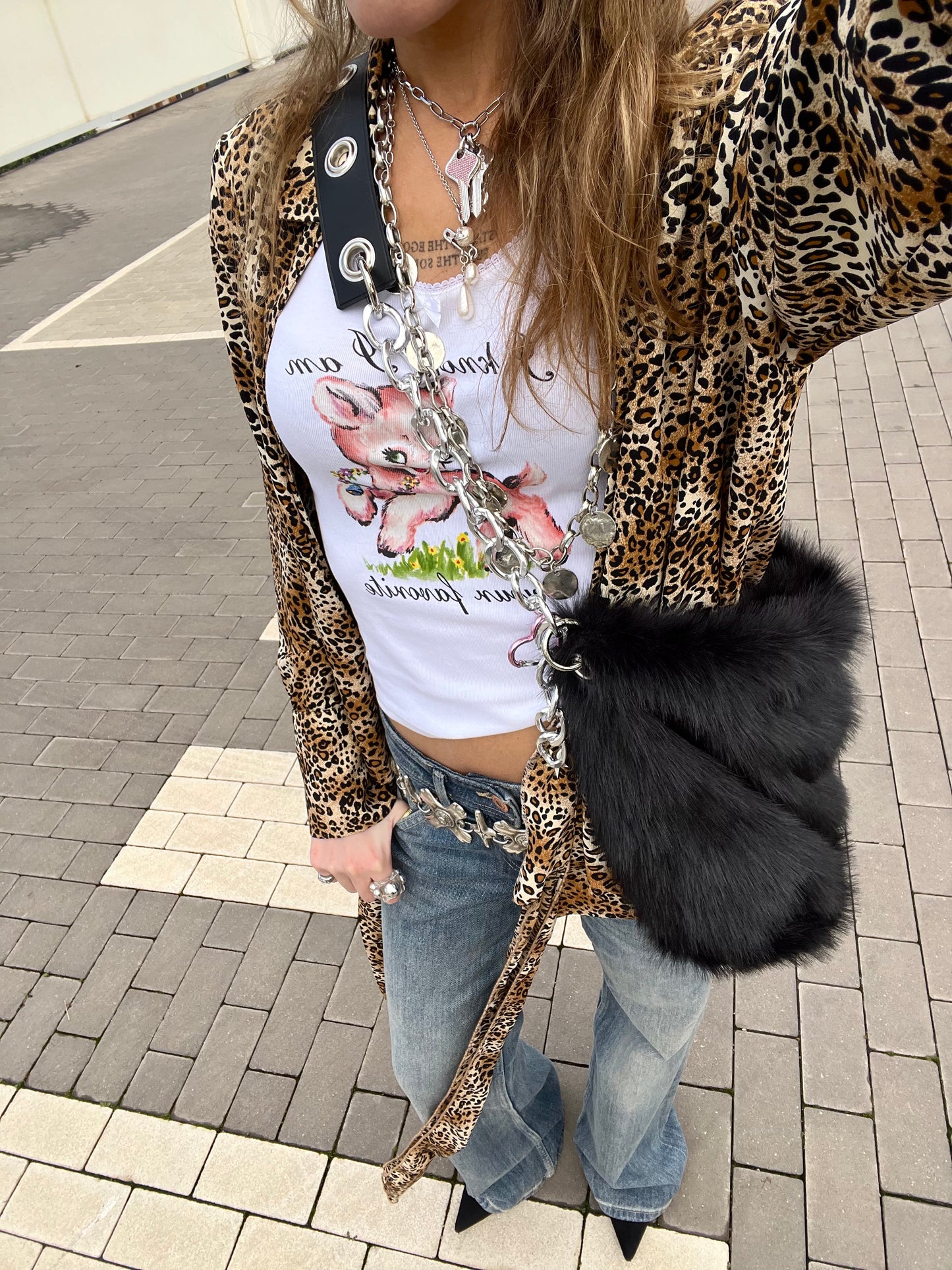 Fur black maxi bag